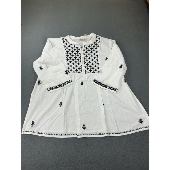Collections By Catalina Tops - Collections Blouse Womens XXL White Floral Embroidered Tunic 3/4 Sleeve